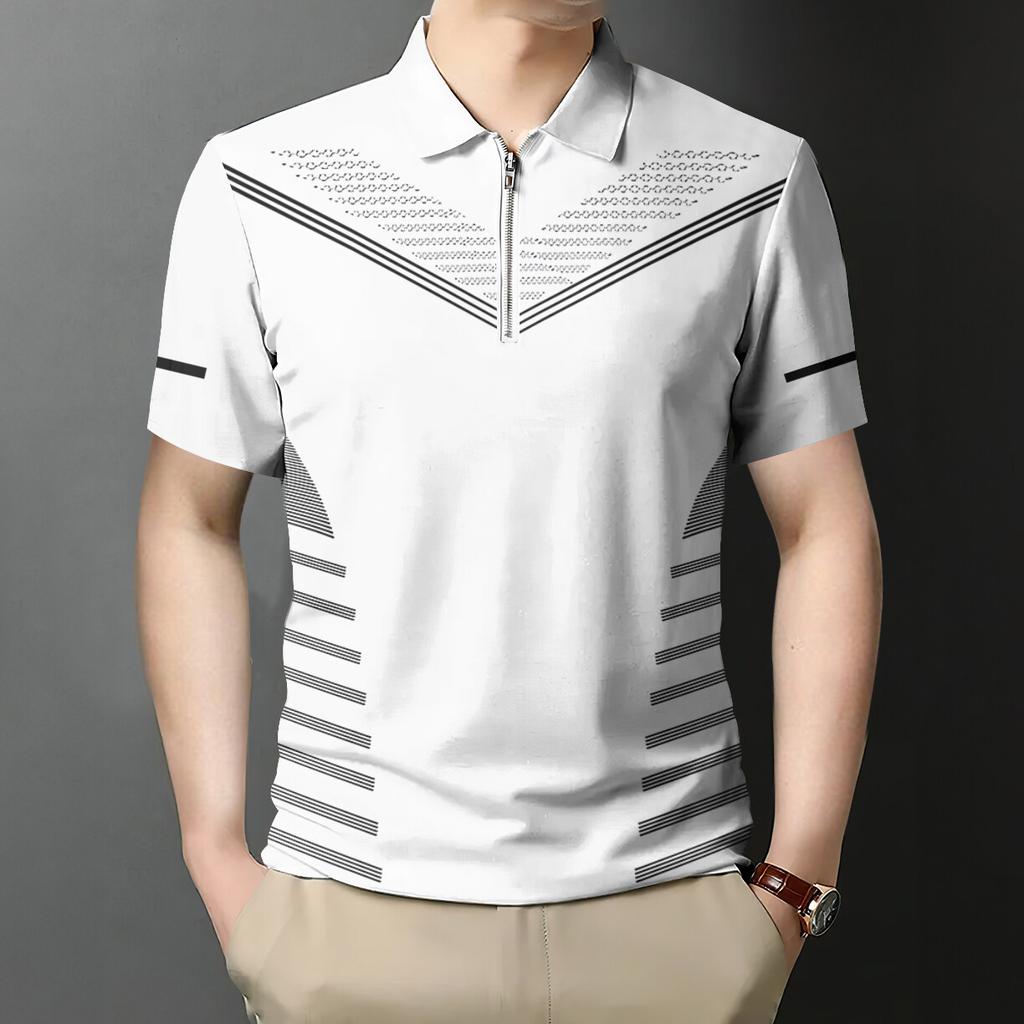 Business Zipper Men's Polo Shirt Casual Versatile Men's Shirt Workplace Basic Shirt Male
