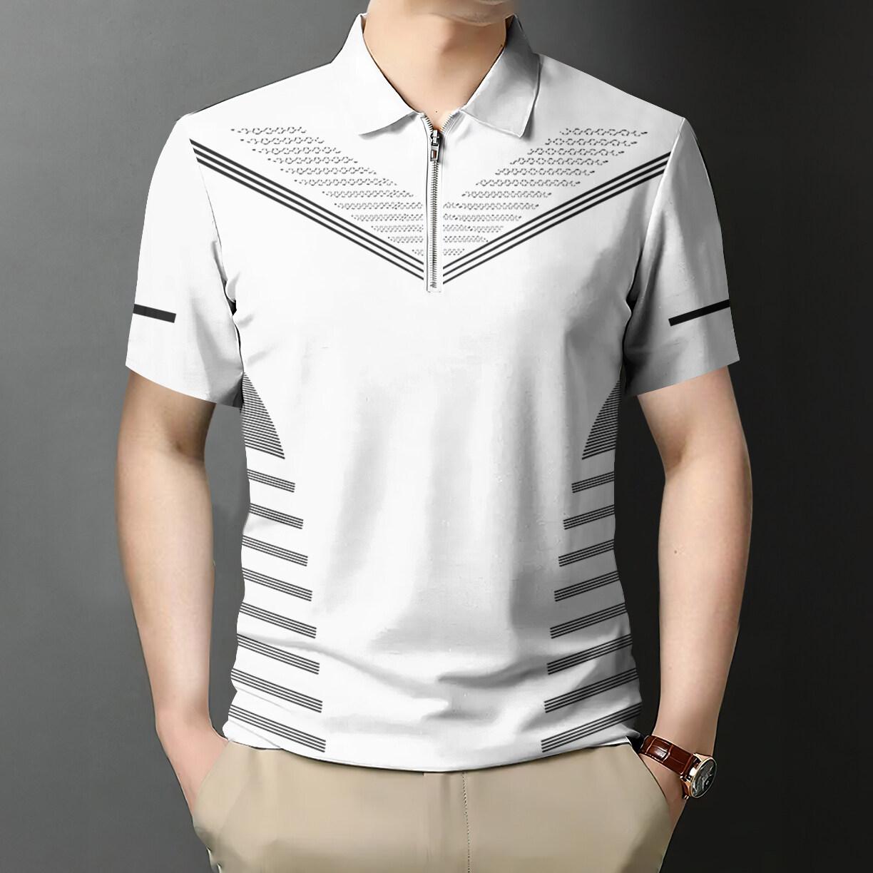 

Рубашка поло для мужчин на молнии, повседневная, универсальная, для работы, базовая, мужская 5XL