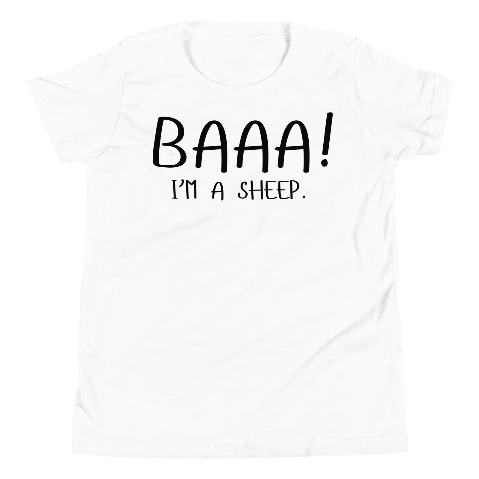 

Baa I m A Sheep Funny Lazy Halloween Costume Outfit Youth Short Sleeve T-Shirt 110