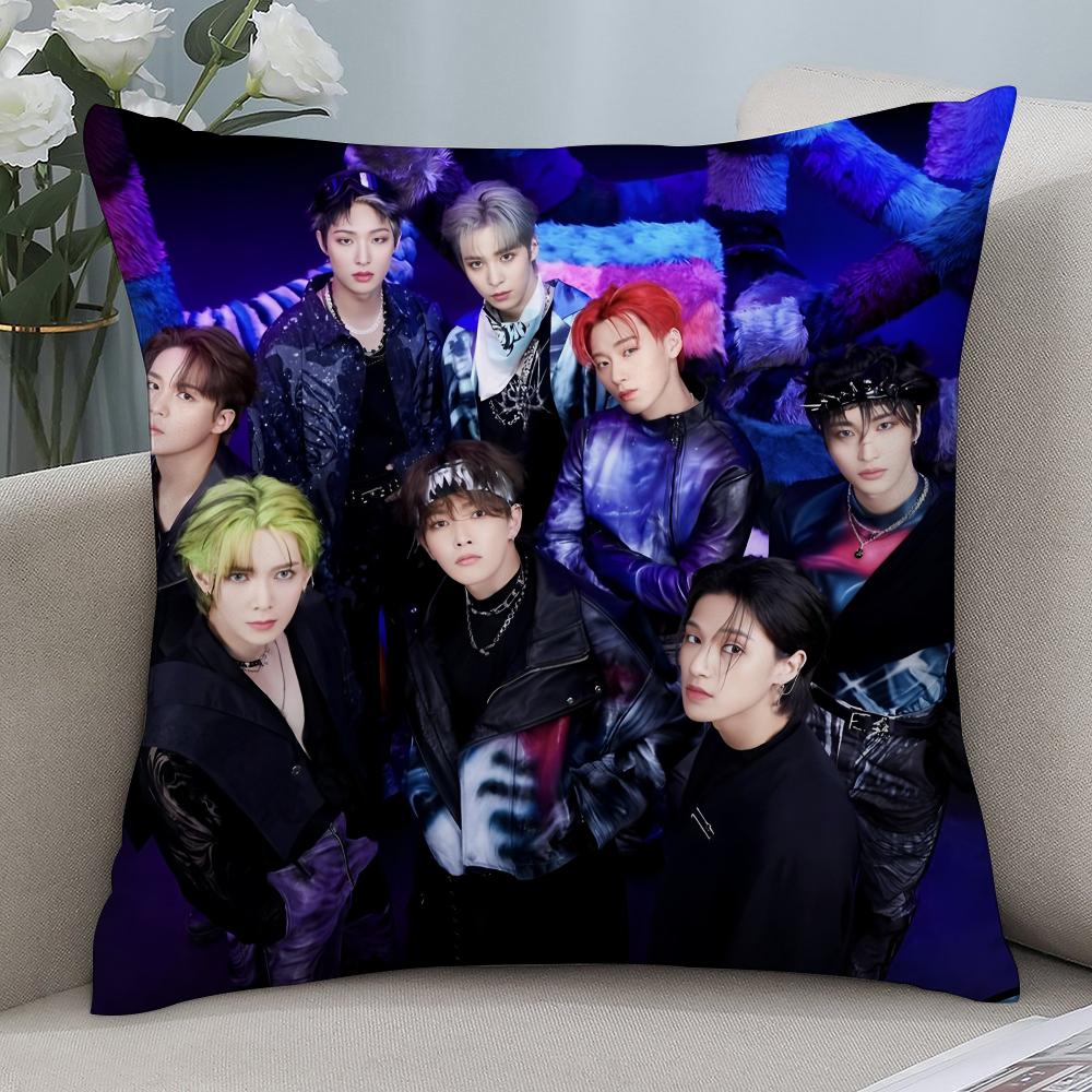 Kpop A-AteezS Pillow Case Short Plush Pillow Covers Sofa Decorative Gift Home Double-sided Printing Cushion Cover