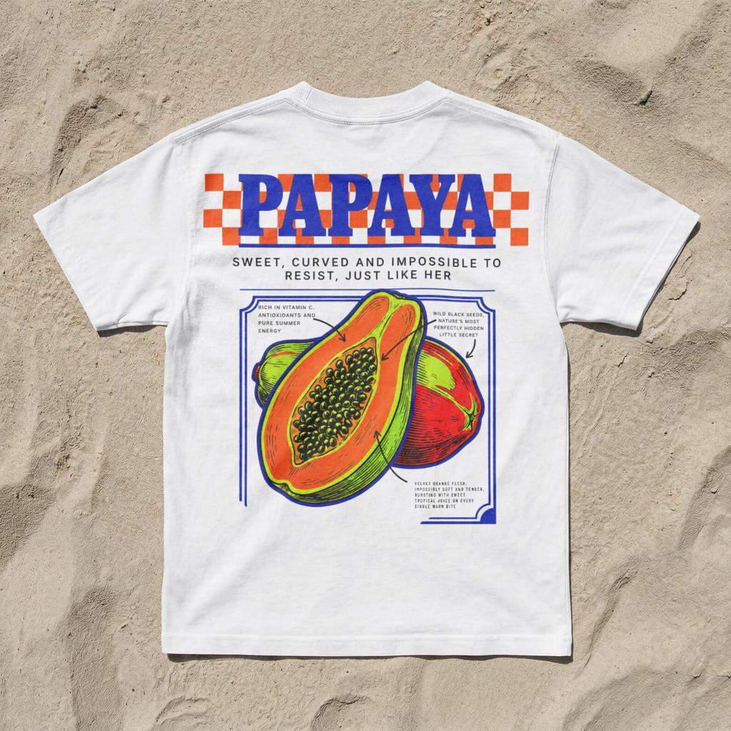 Retro Papaya Graphic T-Shirt | Vintage Tropical Beach Club Shirt