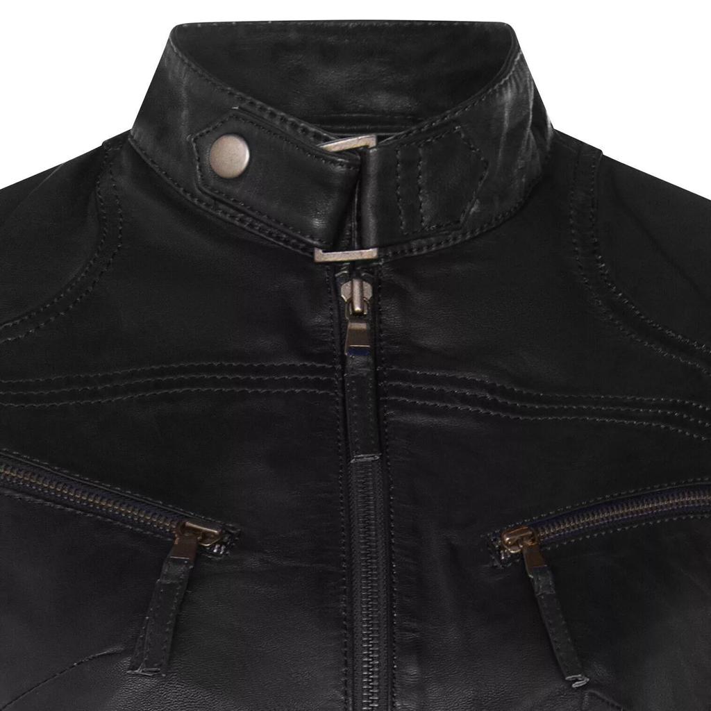 Women's Stylish Black Genuine Lambskin Leather Jacket Handmade Long Sleeve Biker