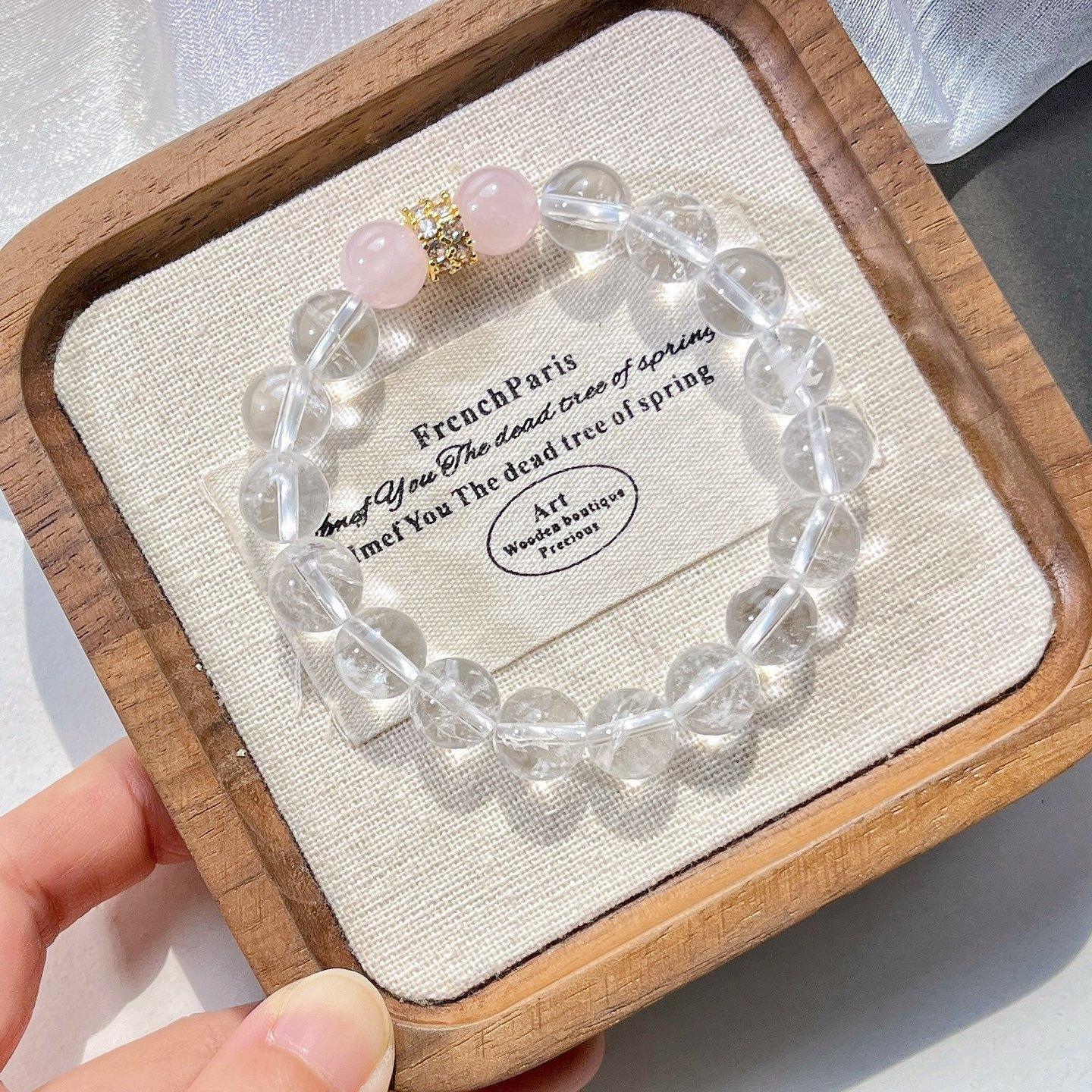 10Mm Retro Natural White Crystal Design Bracelet Bracelet.