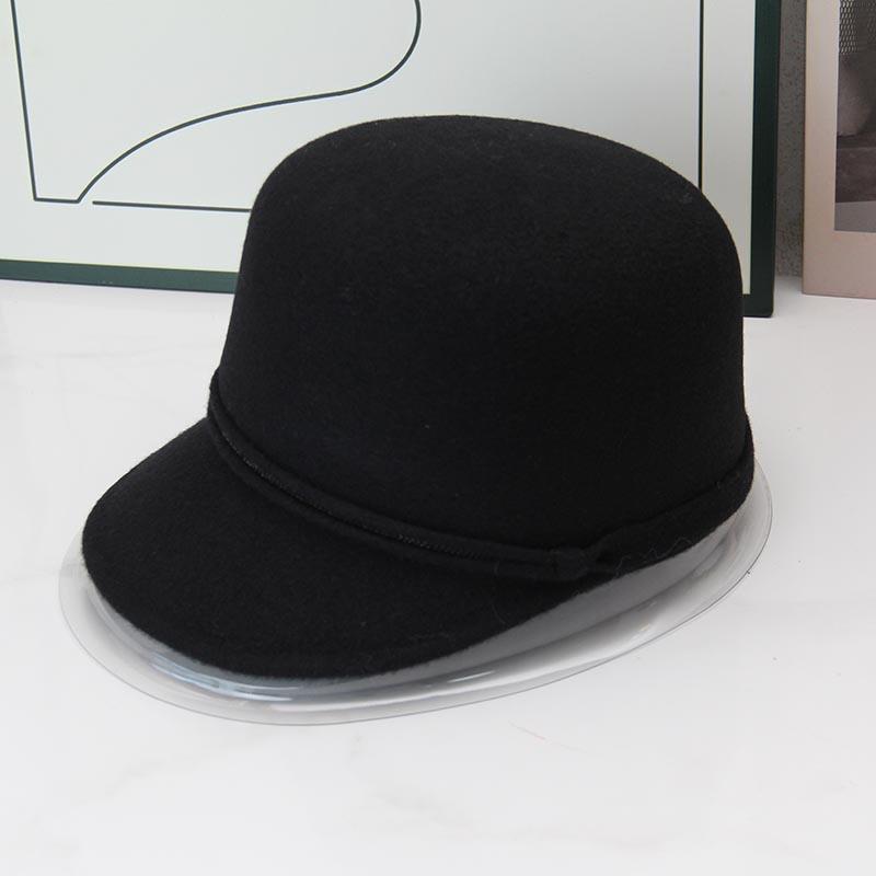 Autumn and Winter Wool Cap Women's Short-brimmed Equestrian Hat Elegant Face Small Warm Knight Hat Retro Top Hat