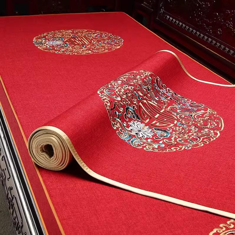 Chinese Mahogany Sofa Seat Cushion Cover Non-Slip Cover Towel High-Grade Solid Wood Sofa Cushion Embroidered Arhat Bed Cover
