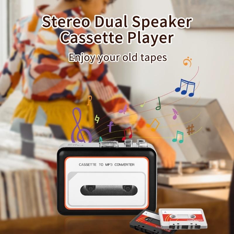 Upgrades Cassettes to MP3 Converter Directly Saves Sounds to USB Flash Drive with Build In Speaker for Real Time Playbacks