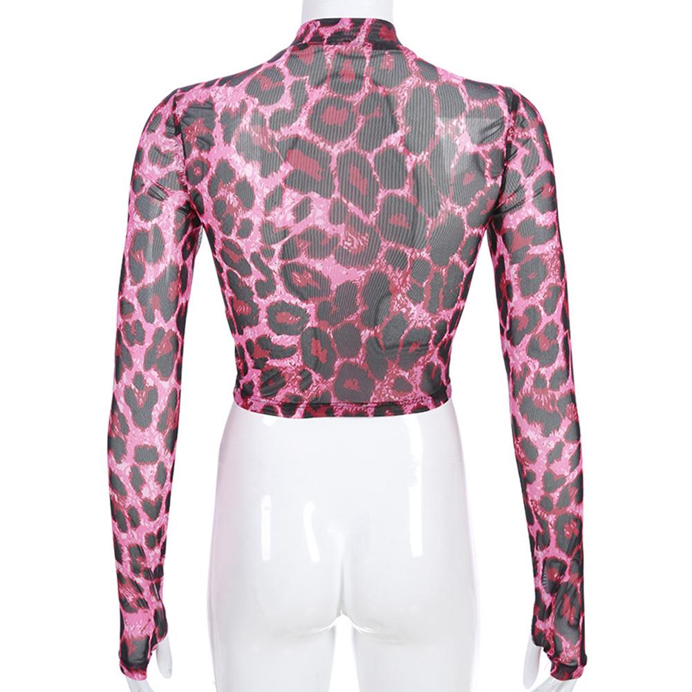 T-shirt Femme Transparent Léopard – Manches Longues, Col Rond – Tissu Doux Et Sexy, Parfait Pour Sorties