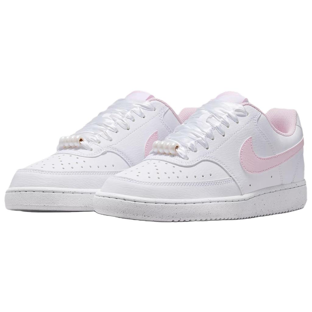 Nike Court Vision Atmungsaktive Unterstützung Niedrig geschnitten Skateboard-Schuhe Damen Rosa Weiß IB6652-101