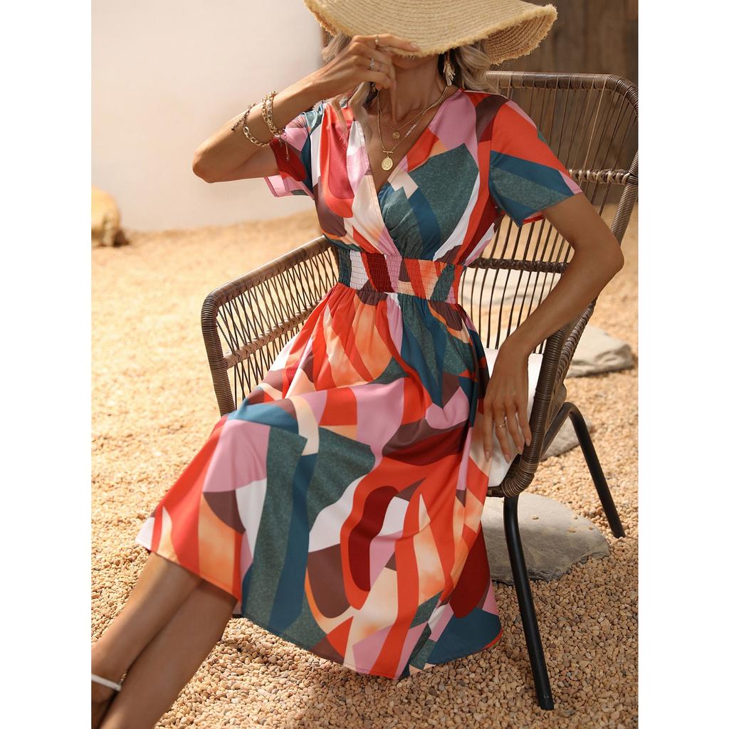 Summer floral print short-sleeved dress