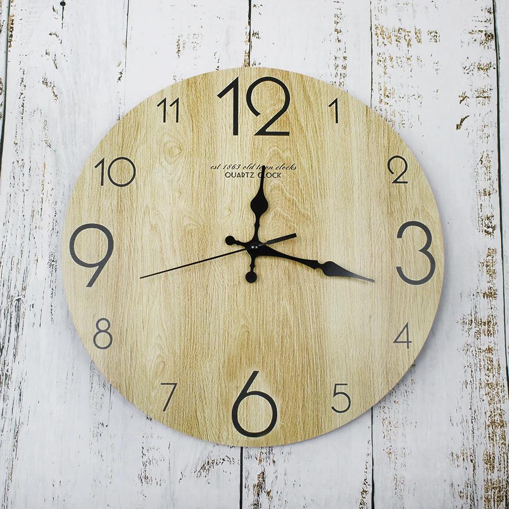 12 Zoll Massivholz Kreative Wanduhren Wohnzimmer Stille Nordische Einfache Quarzuhren Mode Einfache Uhr Große Wanduhr