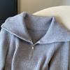 Pull à demi-fermeture éclair pour femme en automne et en hiver Coupe confortable Pull à col revers décontracté Dernier style coréen Haut court