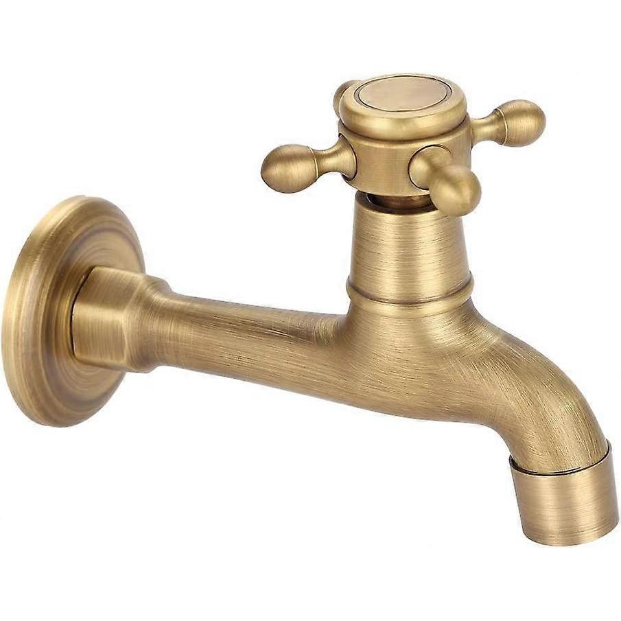 Rubinetto Vintage in Ottone Massiccio da Parete per Lavello da Cucina e Vasca Mocio(Lungo)