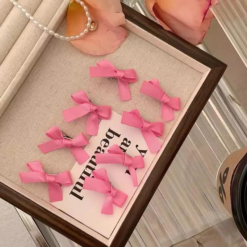 2026 Koreanische Süße Rosa Schleife Haarnadel Mädchen Damen Y2K Haarspange Lolita Entenschnabel Clip Seitenclip Kopfschmuck Haarschmuck
