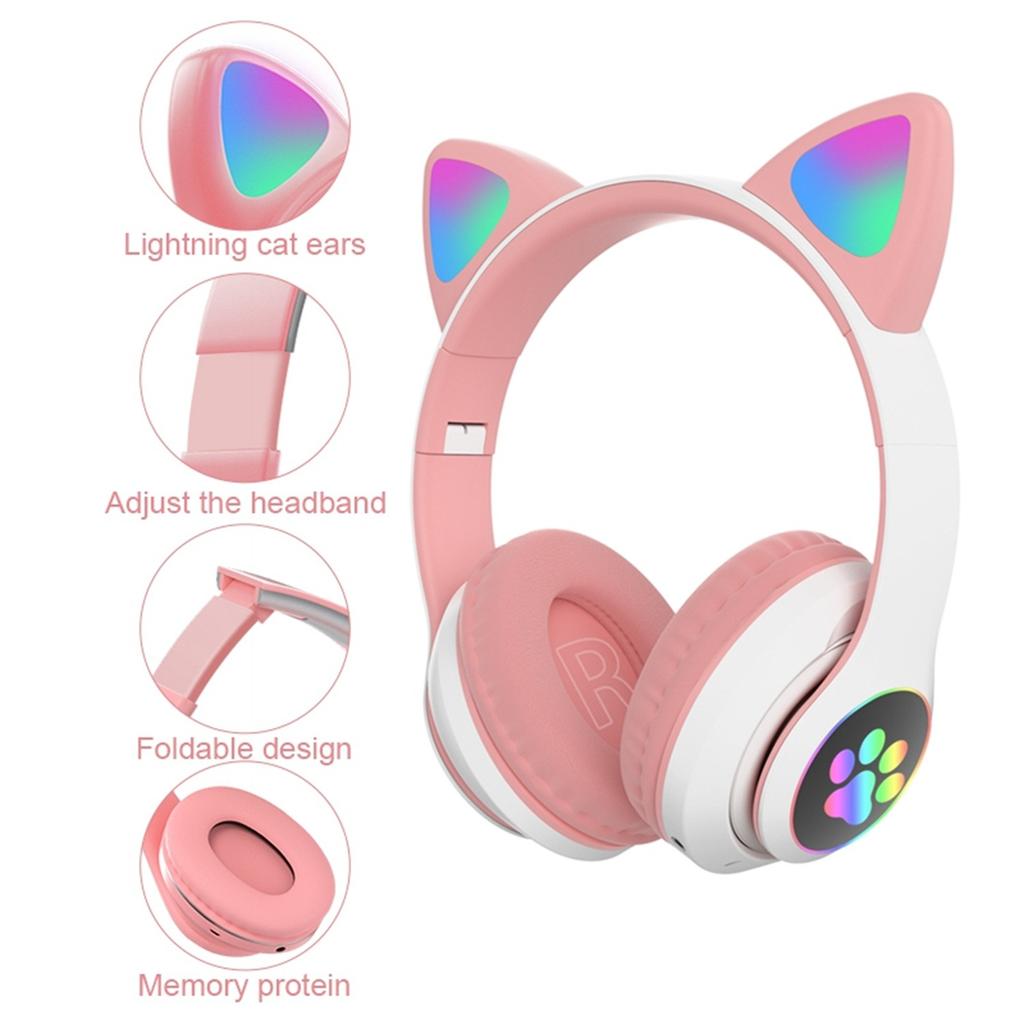 Wireless Bluetooth Kids Headphones, Ear Bluetooth Wireless/Wired Headphones ,LED Light Up Gaming Wireless Headset Over Ear With Microphone