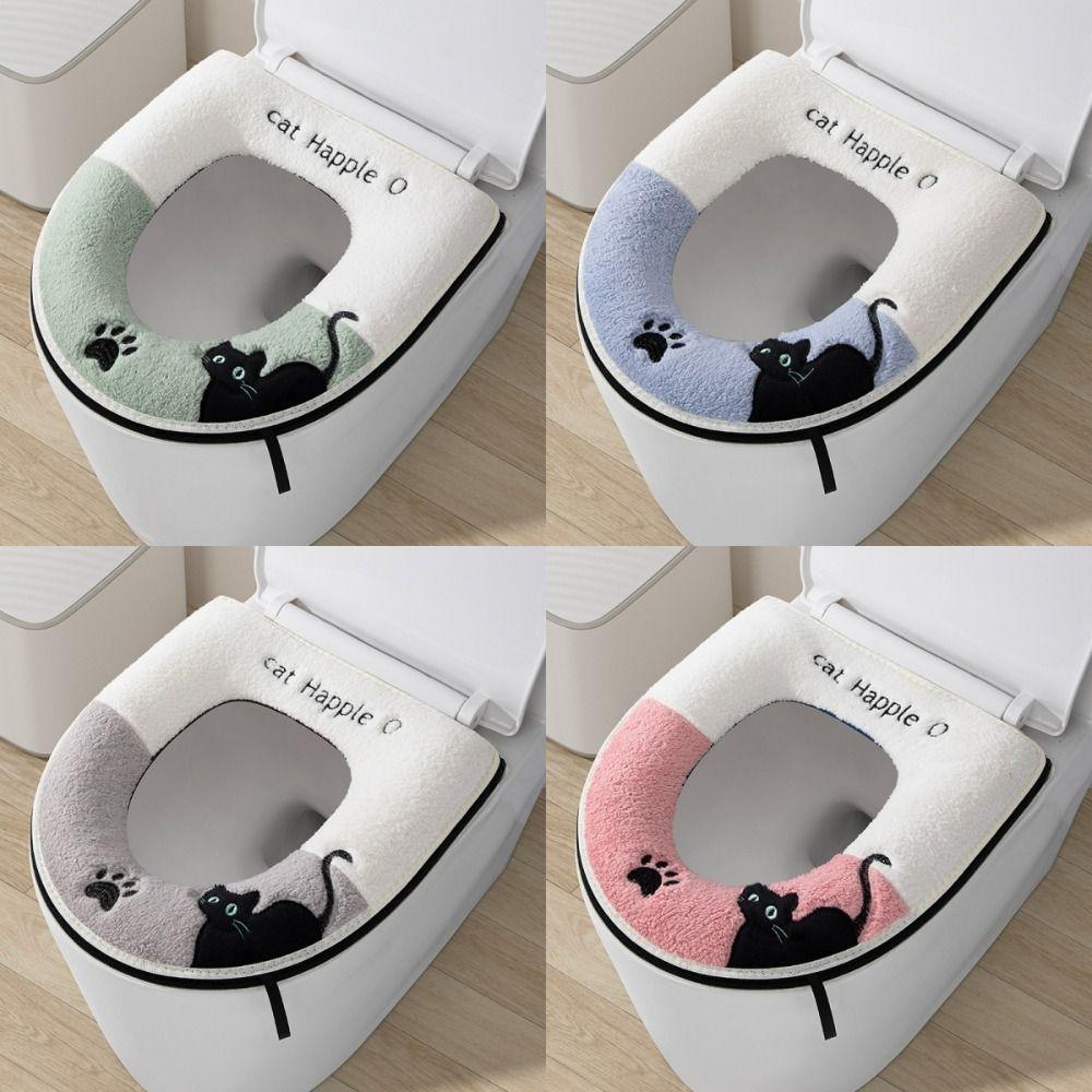 Cat Pattern Toilet Seat Pad Plush Toilet Seat Cover Toilet Seat Cushion  Four Seasons Universal