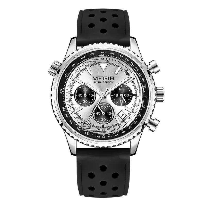 Luxury Fashion Watch for Men Business Siliconer with Luminous Calendar Chronograph Quartz Strap Wristswatch