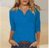 2025 Women's V-Neck 7-Point Sleeve Solid Color T-Shirt