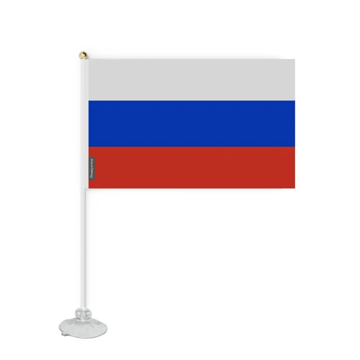 Drapeau - Russie - Mini Drapeau Ventouse - 14 X 21 Cm - Polyester - Impression Recto/Verso