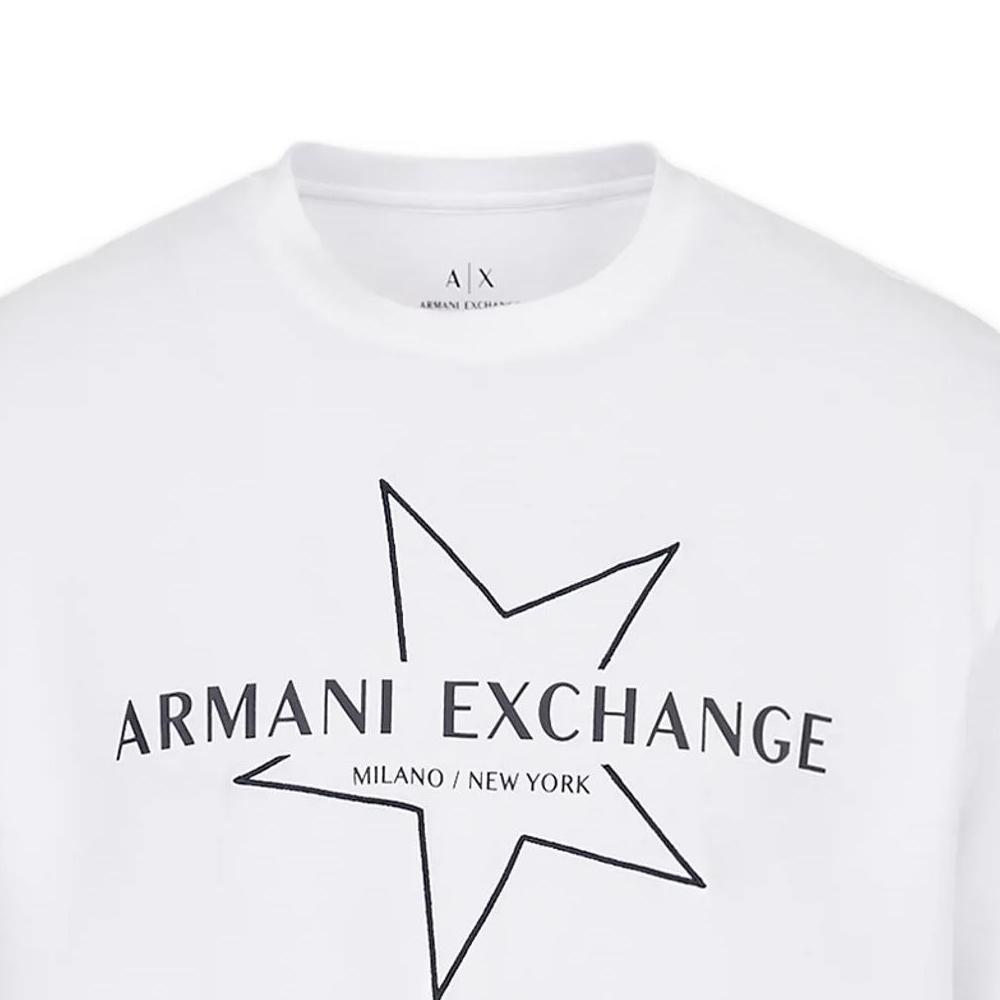 Armani Exchange Ss23 Logo Star Print Crew Neck Short Sleeve T-Shirt Men tops White 3RZTLC-ZJ8EZ-11100