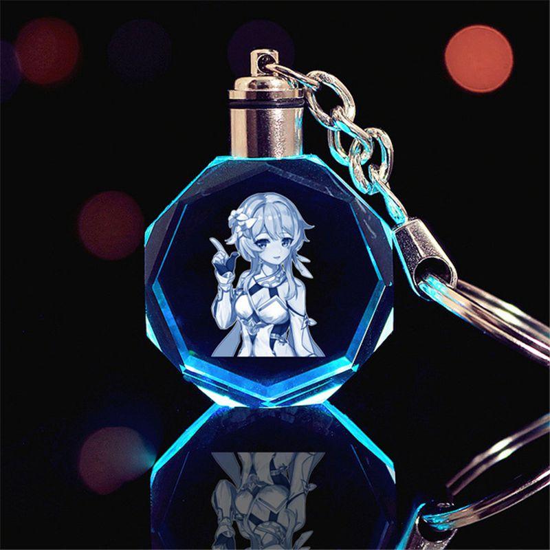 

Genshin Impact Венди Кли Кэцин Цици Кристальный брелок Светодиодный кулон Разноцветный firefly,Bag Package