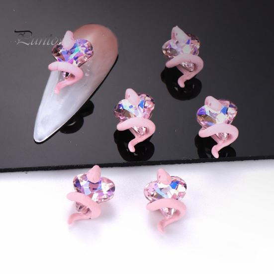 3 pçs diy decorações de unhas cobra em torno de 3d coração falso cristal encantos arte do prego strass caso do telefone decoração acessórios manicure suprimentos