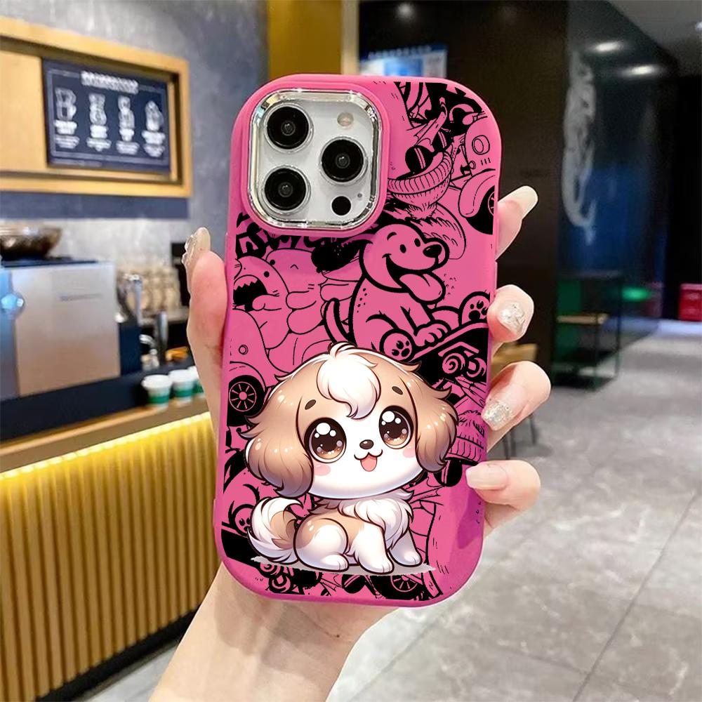 Phone Case: 2D Flat Design, Suitable for iPhone 18, 17, 16, 15, 14, 13 Pro Protective Cases, Brown and White Puppy, Perfect Holiday Gift for Christmas
