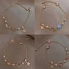 Fashion Women Stainless Steel Star Moon Pearl Simple Crystal Zircon Bracelet Bracelet Pendant Jewelry Girl Party Party Gift