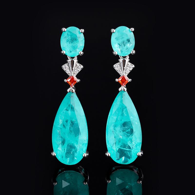 

Винтажные серьги Paraiba, серьги с изумрудами, серьги-капли, преувеличенные серьги