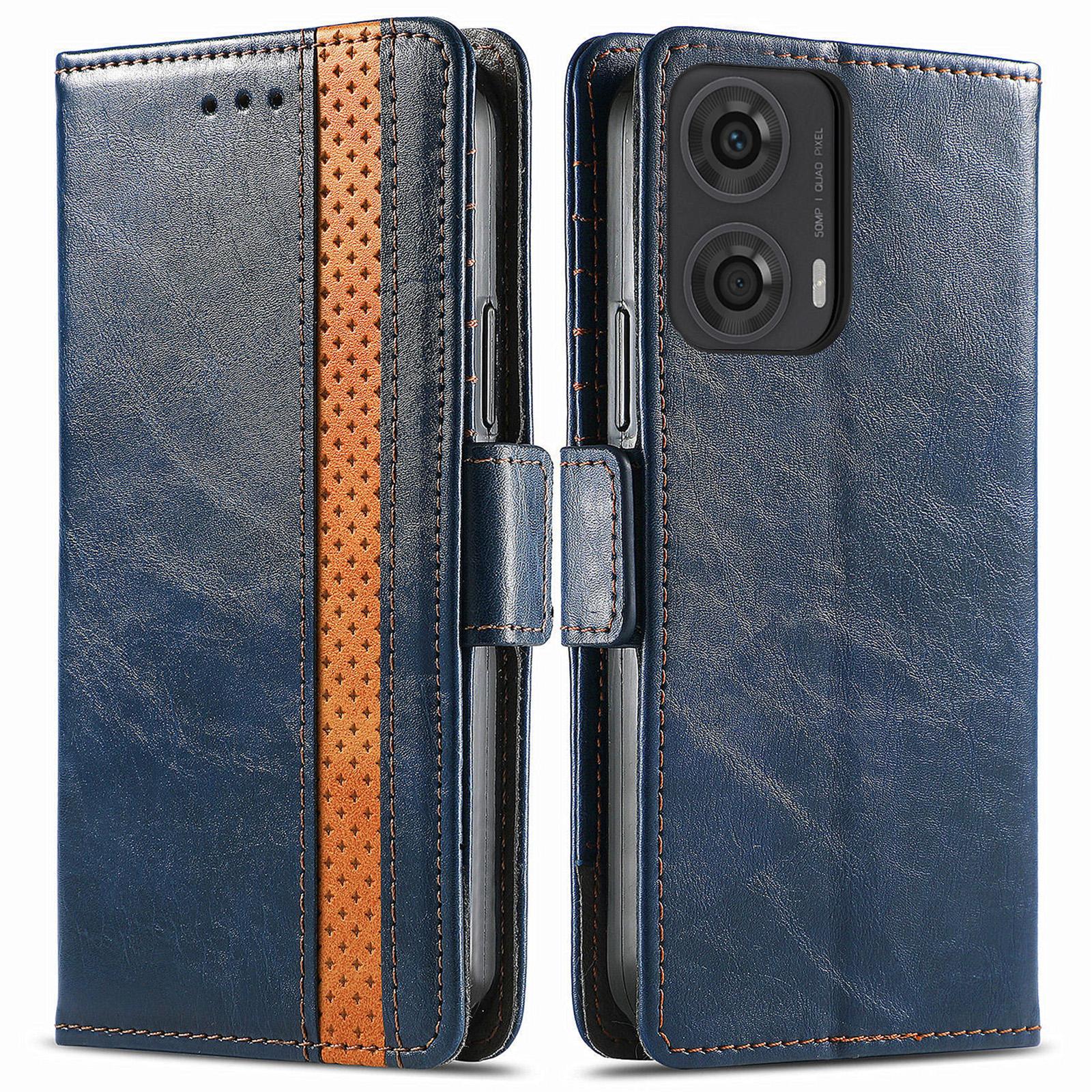 

Для Motorola Moto E14 4G/G04 4G/G04s 4G/G24 4G Чехлы для телефонов CASENEO Обложка из ПУ кожи Подставка с RFID-блокировкой Кошелек Dark Blue