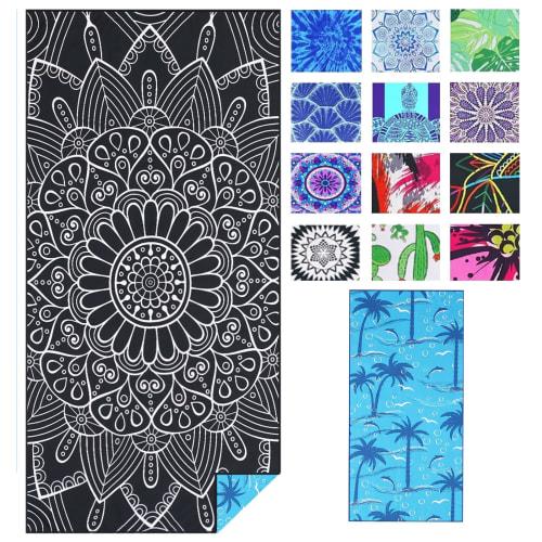 Lightweight, Thin Microfiber Beach Towel, Large, Extra Large, Sand-Free, Quick-Drying Towel for Travel, Camping, Pool, Swimming, Beach, and Vacation E