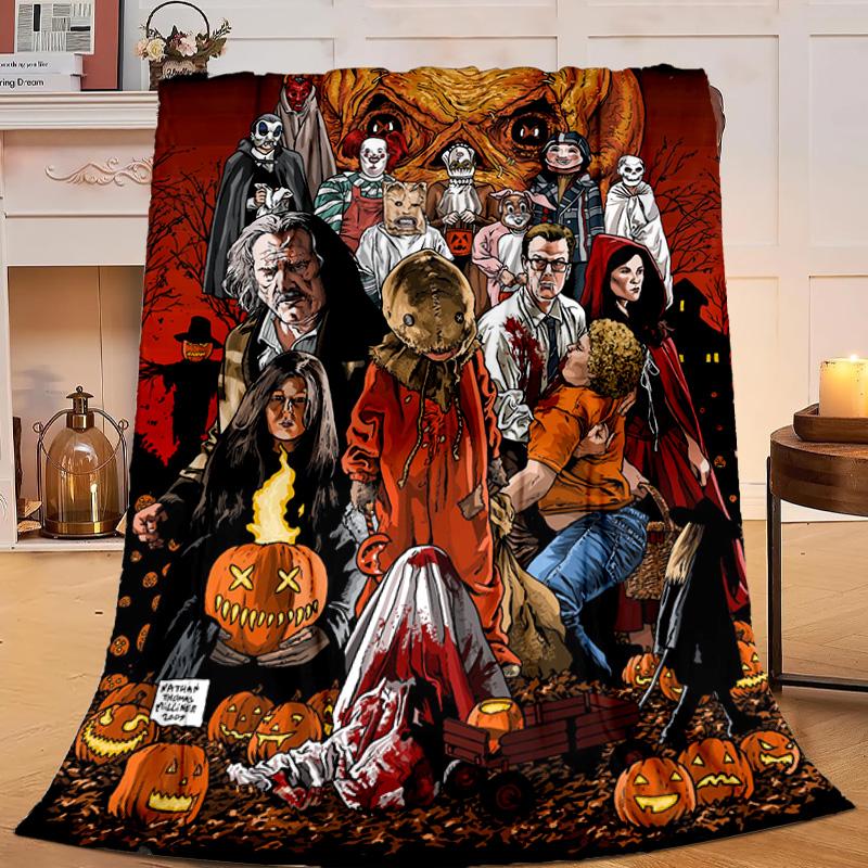 1PC Horror Movie Characters Flannel Blanket Gift, Suitable for Both Men And Women, Soft Ideal for Beds And Sofa, Birthday Or Christmas Gift