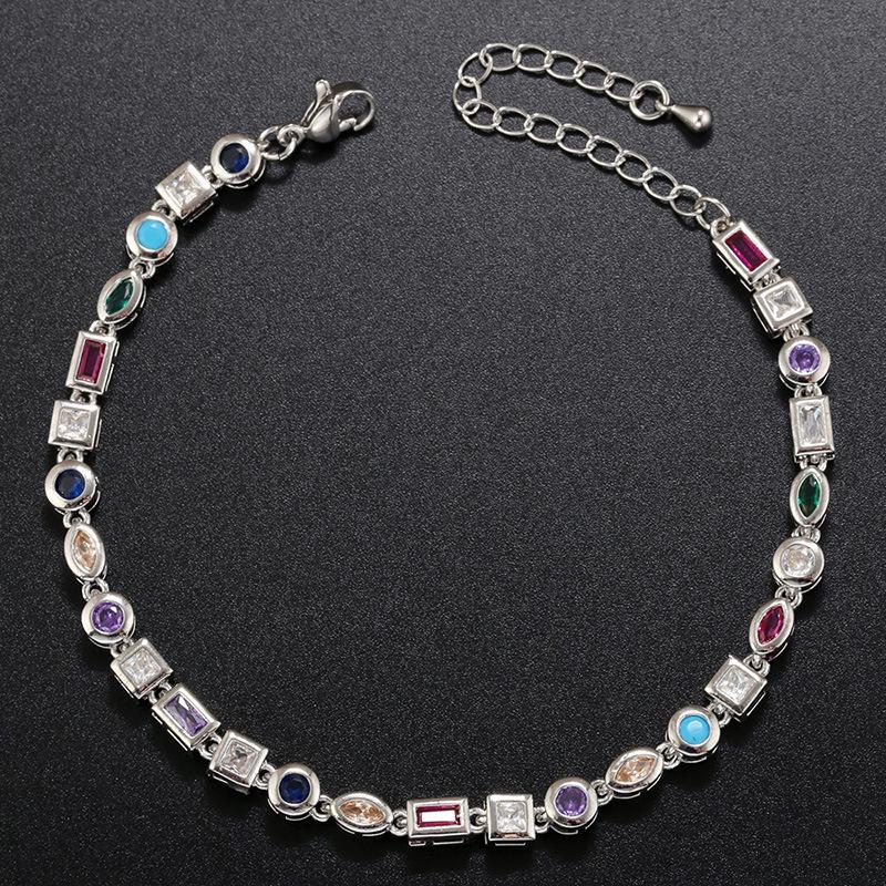 Wind Colored Diamond Bracelet Necklace Female, Simple Set Colored Diamond Irregular Geometric Bracelet Necklace Vl242