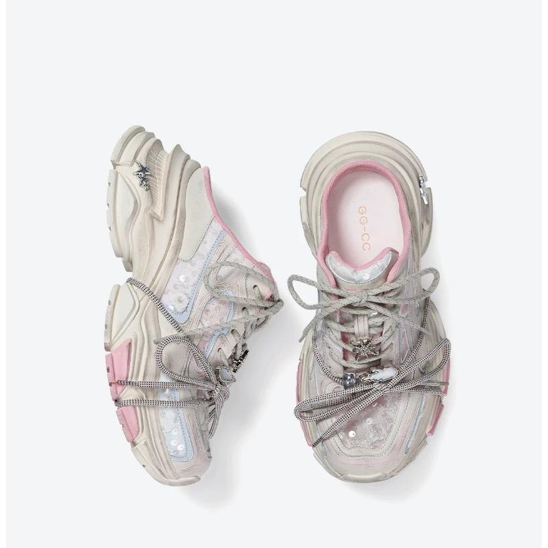 

Trendy retro mesh dad slippers women s summer new thick-soled old casual shoes bag head drag 40 розовый