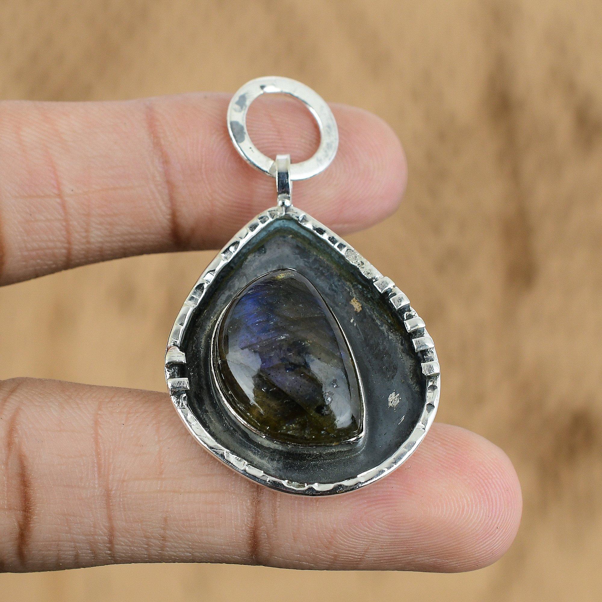 

Wedding Gift For Her 925 Sterling Silver Natural Labradorite Gemstone Pendant