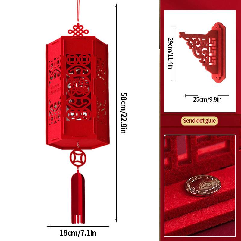 2Pcs Red Chinese Lanterns Chinese New Year Decorations Spring Festival Lantern Lucky Fu 3D Puzzle Lanterns Festival Celebration