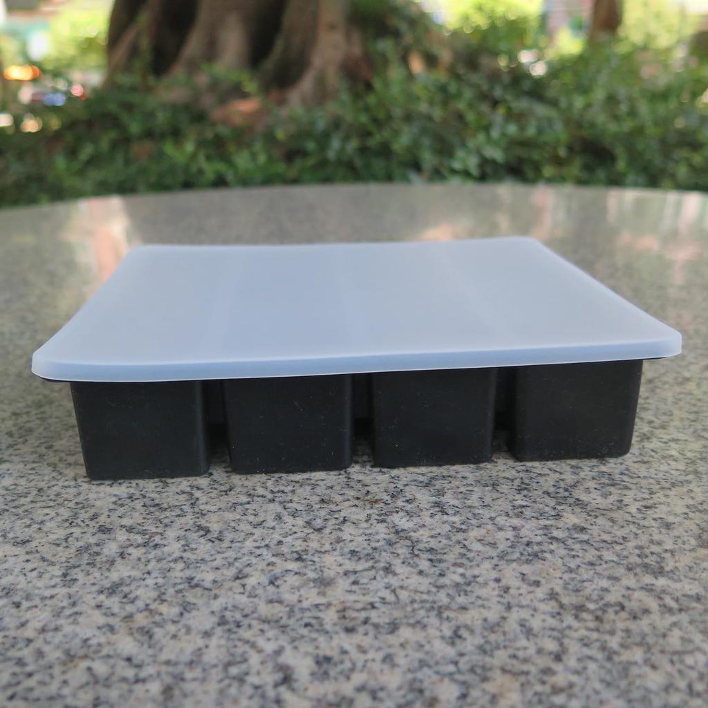Silicone Butter Mold Tray with Lid, Rectangle Mold Tray for Butter, Pudding, Soap, Chocolate, Cheesecake, Ice Cube Bar (Black with transparent lid)