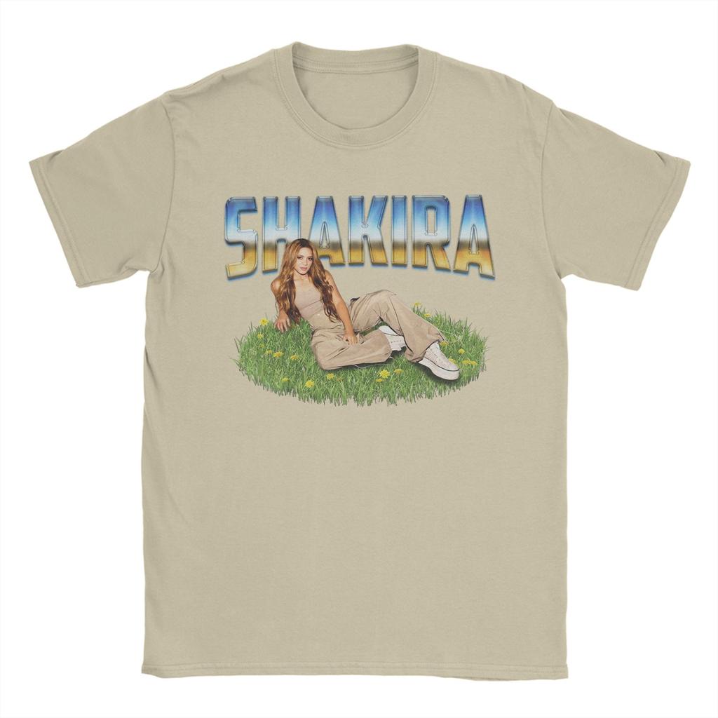 Vintage Singer Shakira TShirts for Unisex Round Collar Pure Cotton T Shirts Short Sleeve Tees Big Size Clothes