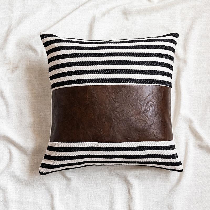 

1 шт. чехол для подушки 45*45 см в полоску из искусственной кожи наволочка для гостиной диван украшение дома декор поясничная наволочка из искусственной кожи 1PC 45*45cm