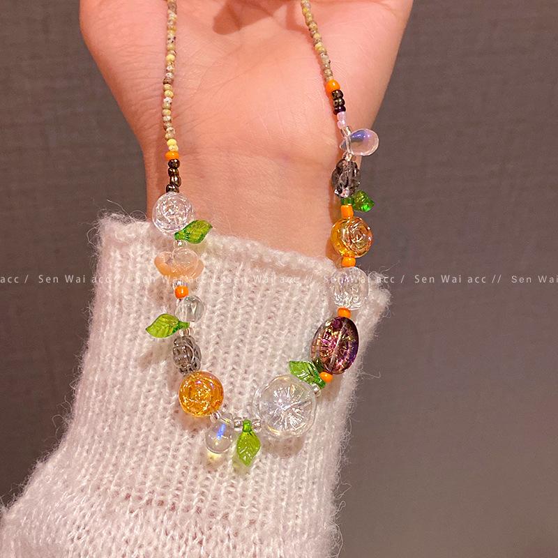 Mori Atmosphere Flower Necklace Female Sweet Cool Spice Girl Style Premium Clavicle Chain Holiday Style Necklace