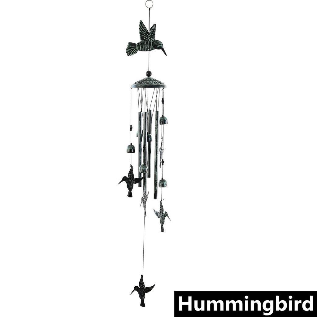 Green Retro Animal Iron Wind Chimes Waterproof Metal Wind Bells with 4 Aluminum Tubes 6 Bells Romantic Wind Chime for Home