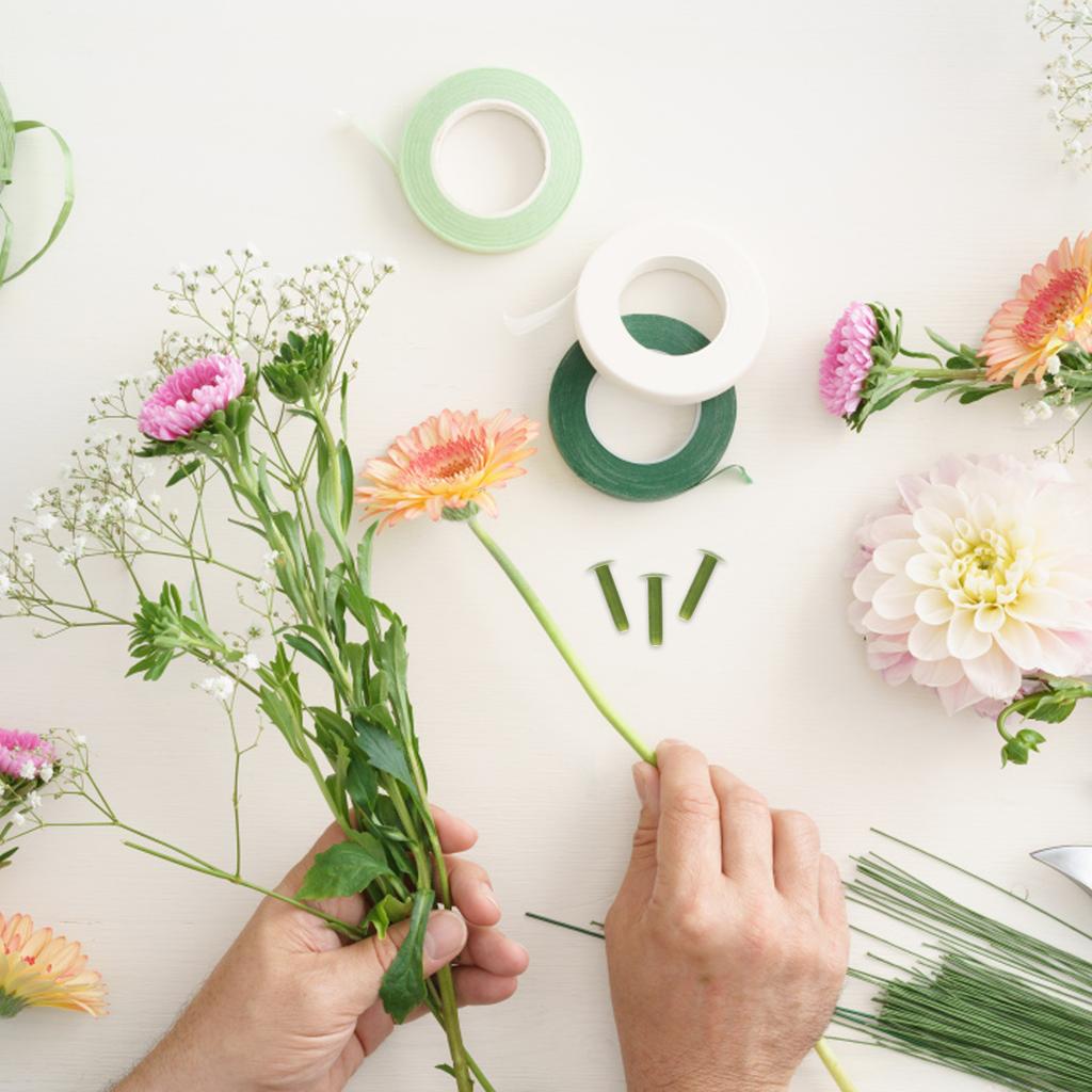 100 Pcs Material Simulated Flower Nails Floral Tools Wired Picks Realistic Plastic Pole for Arrangement