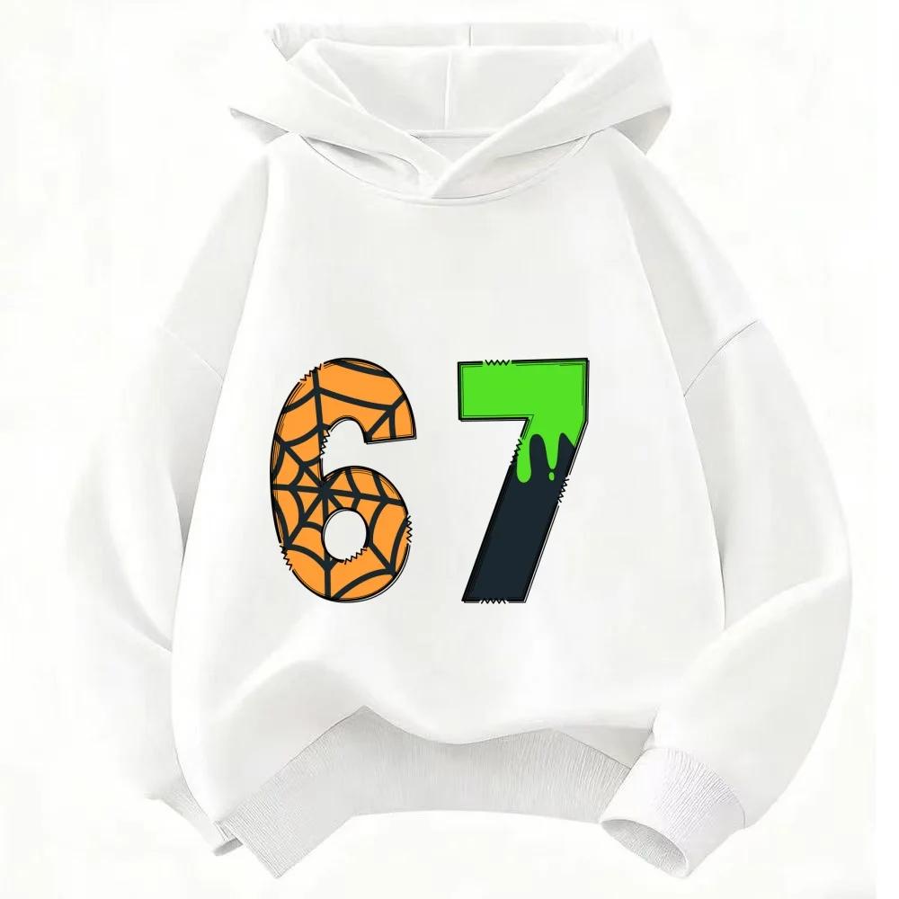 Viral 67 Fun Printed Children's Hooded Sweatshirt Autumn/Winter Fashionable and Comfortable Sports Hoodie