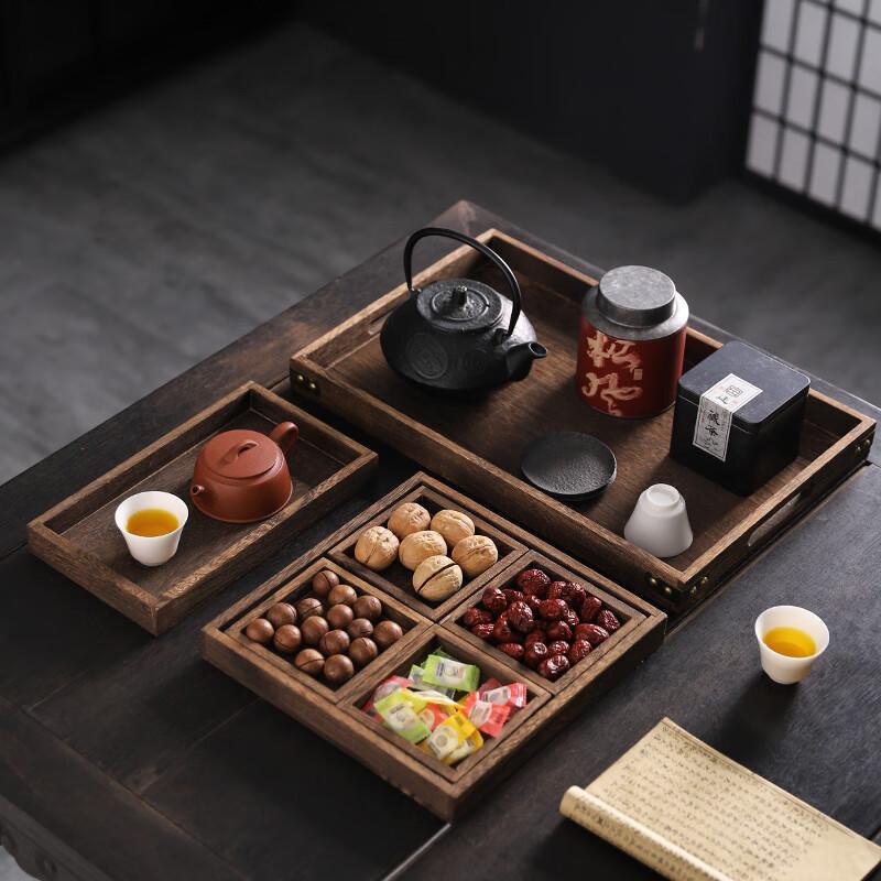 Japanese Style Seven-Compartment Wooden Tea Snack Tray