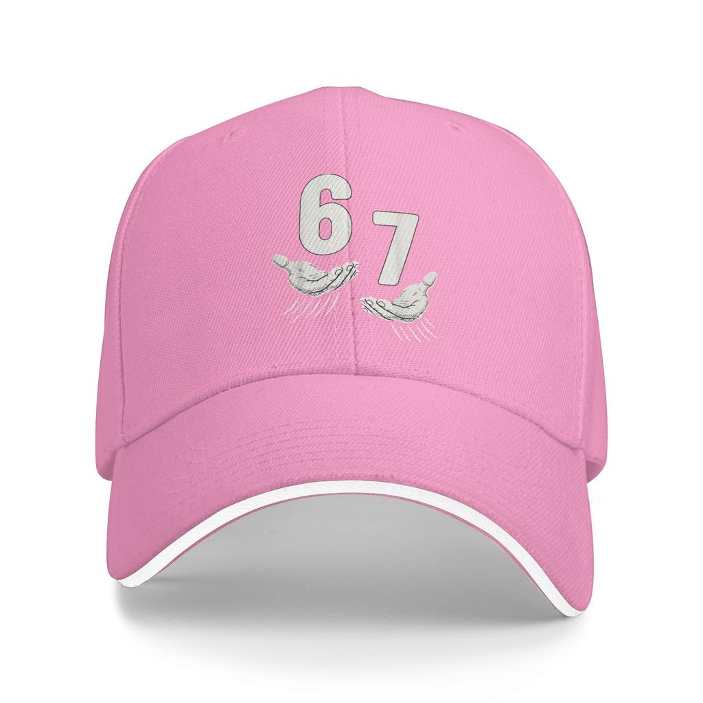 Six Seven 67 6 7 67 6-7 Meme Hands Funny Baseball Cap Tennis Skate Adjustable Trucker Hat Unisex Casual Design Baseball Caps