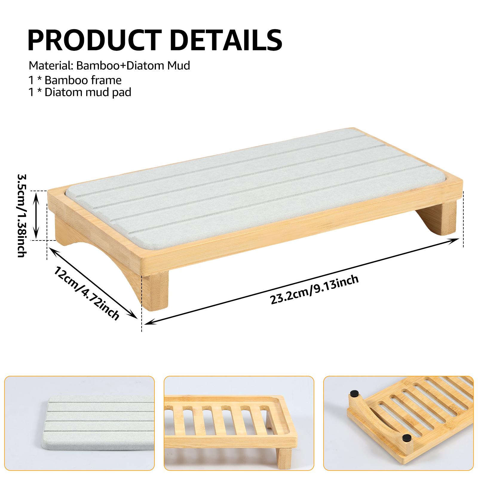 

Sink Caddy Tray Soap Holder Instant Dry Kitchen Bathroom Organizer Diatomaceous Earth Stone Drying Mat Multi-Function Organizer светло-серый