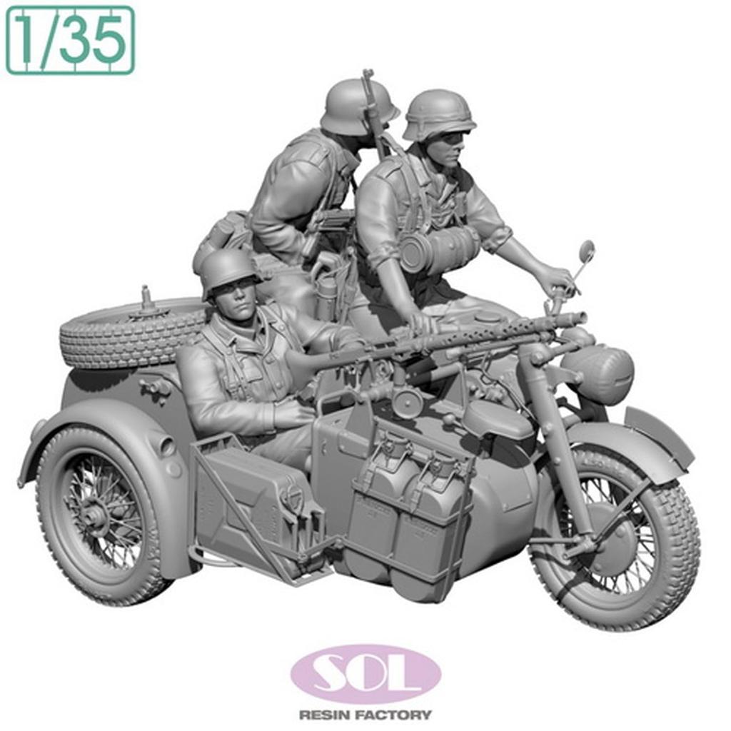 Sol Model WWII German KS750 Military Sidecar with 3 Crew 3D Printer Kit MM879 1/35 Members, (Motorcycle)