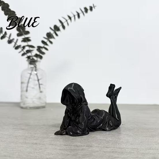 Durable Desktop Figurine 3D Printed Lying Robe Girl Statue Modern Minimalist Hooded Lazy