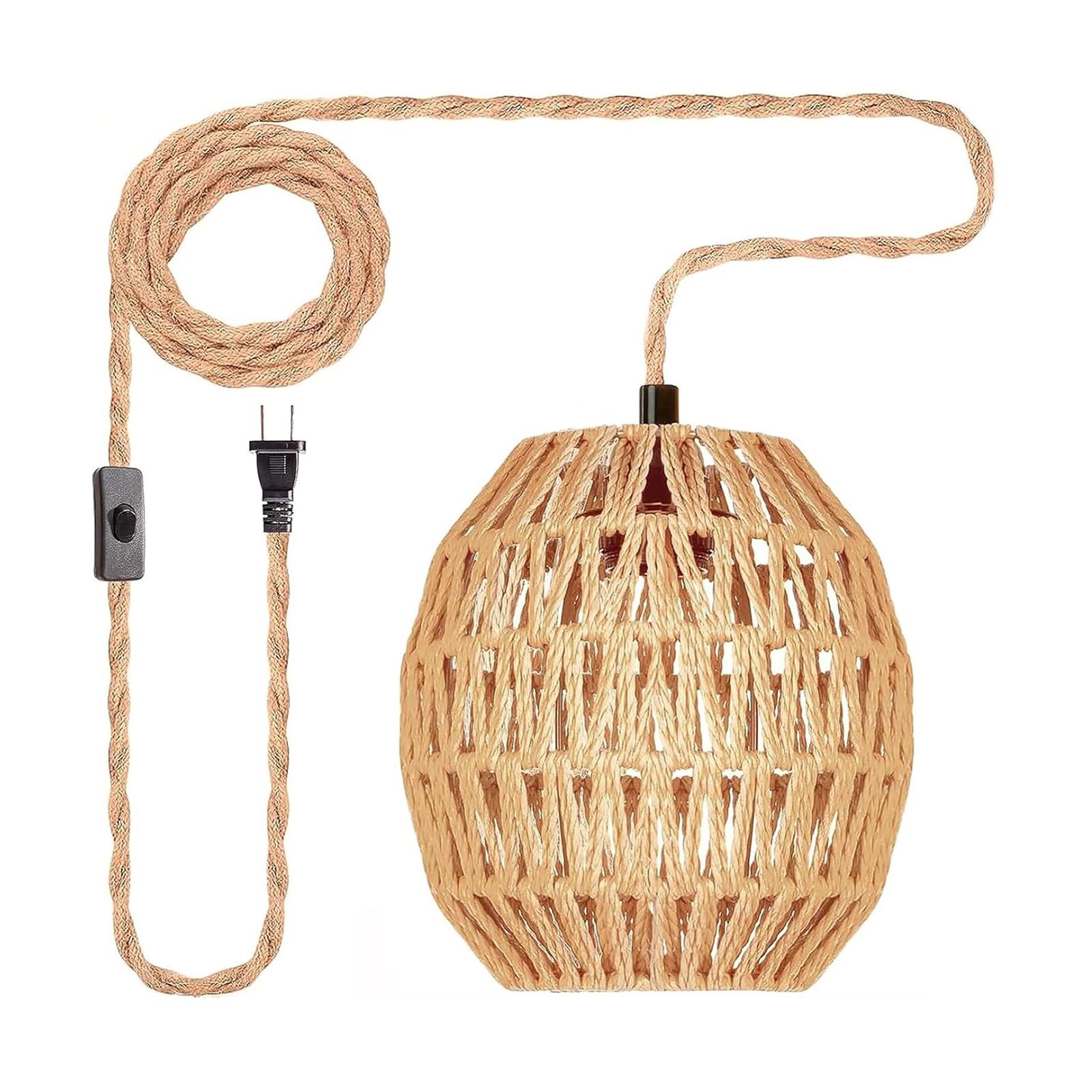 

Hanging Lamps, Rattan Chandeliers (excluding Bulbs), 15-foot Plug Power Cord, Wall-mounted Chandeliers, Suitable For Bedrooms And Living Rooms One Size