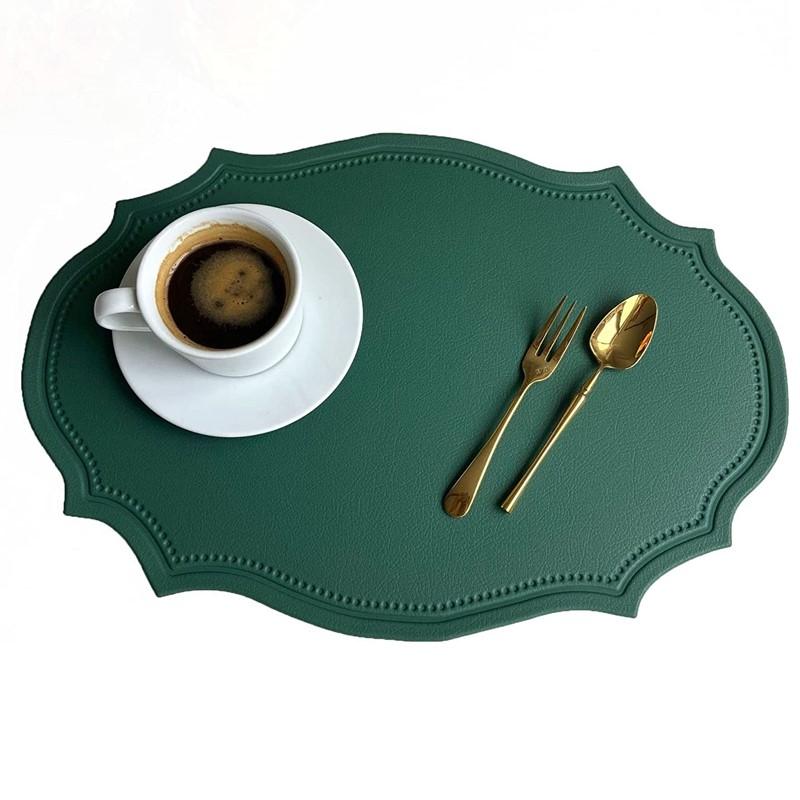 1/4/10PCS Cream Oval Shaped Placemat Nordic Faux Leather Tableware Mat Luxury Insulated Coffee Table Mat Cafe Pad Christmas Gift