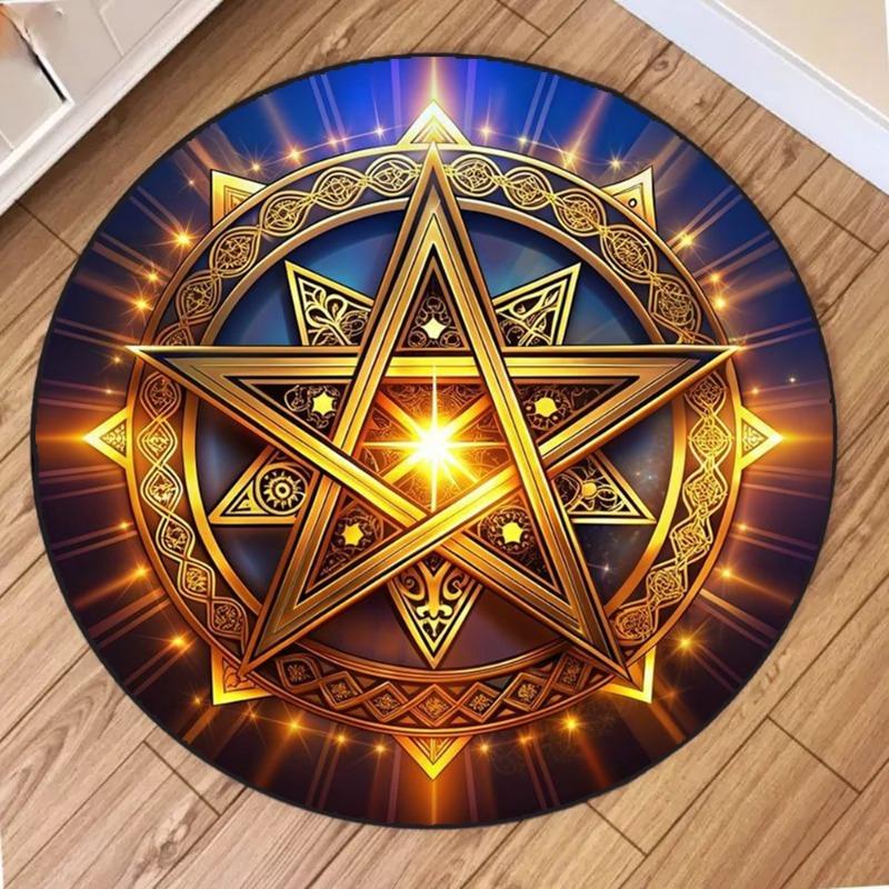 Star Printed Round Carpet Dirty-resistant Floor Mat for Living Room Computer Chair Cushion Bedroom Decor Home Hallway Area Rugs